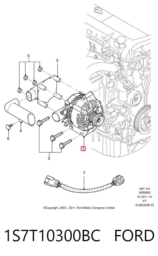 1S7T10300BC Ford Alternador de coche