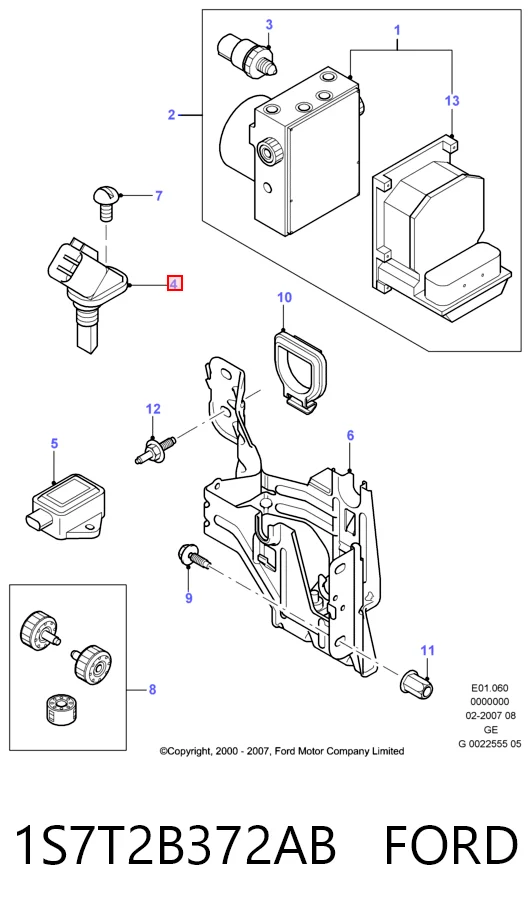 1S7T2B372AB Ford Sensor de rueda abs
