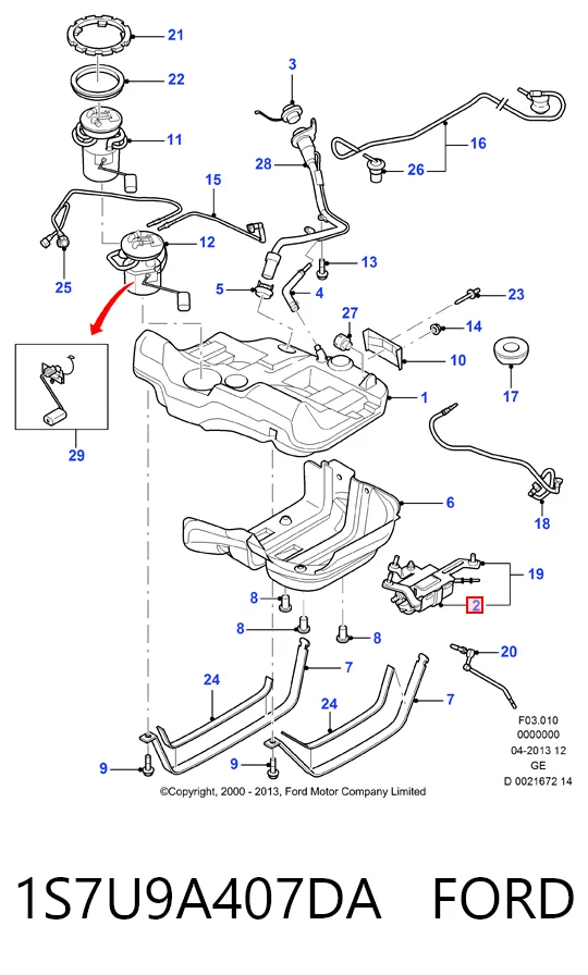 1S7U9A407DA Ford Unidad de alimentación de combustible
