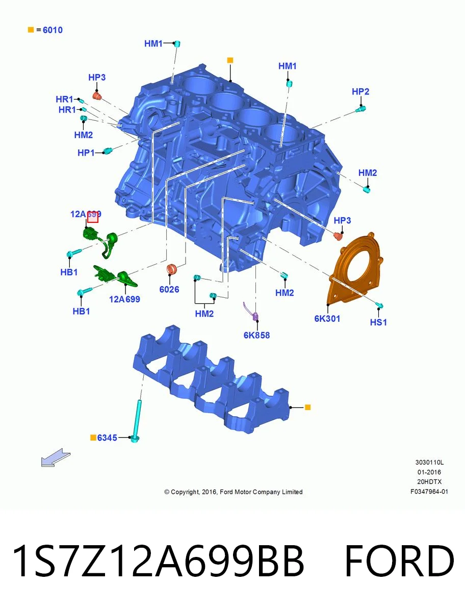 1S7Z12A699BB Ford Sensor de detonación