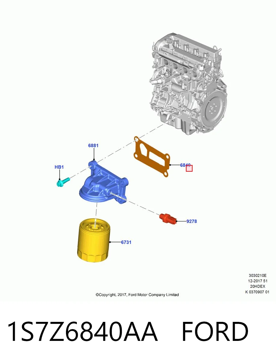 1S7Z6840AA Ford Junta del soporte del filtro de aceite