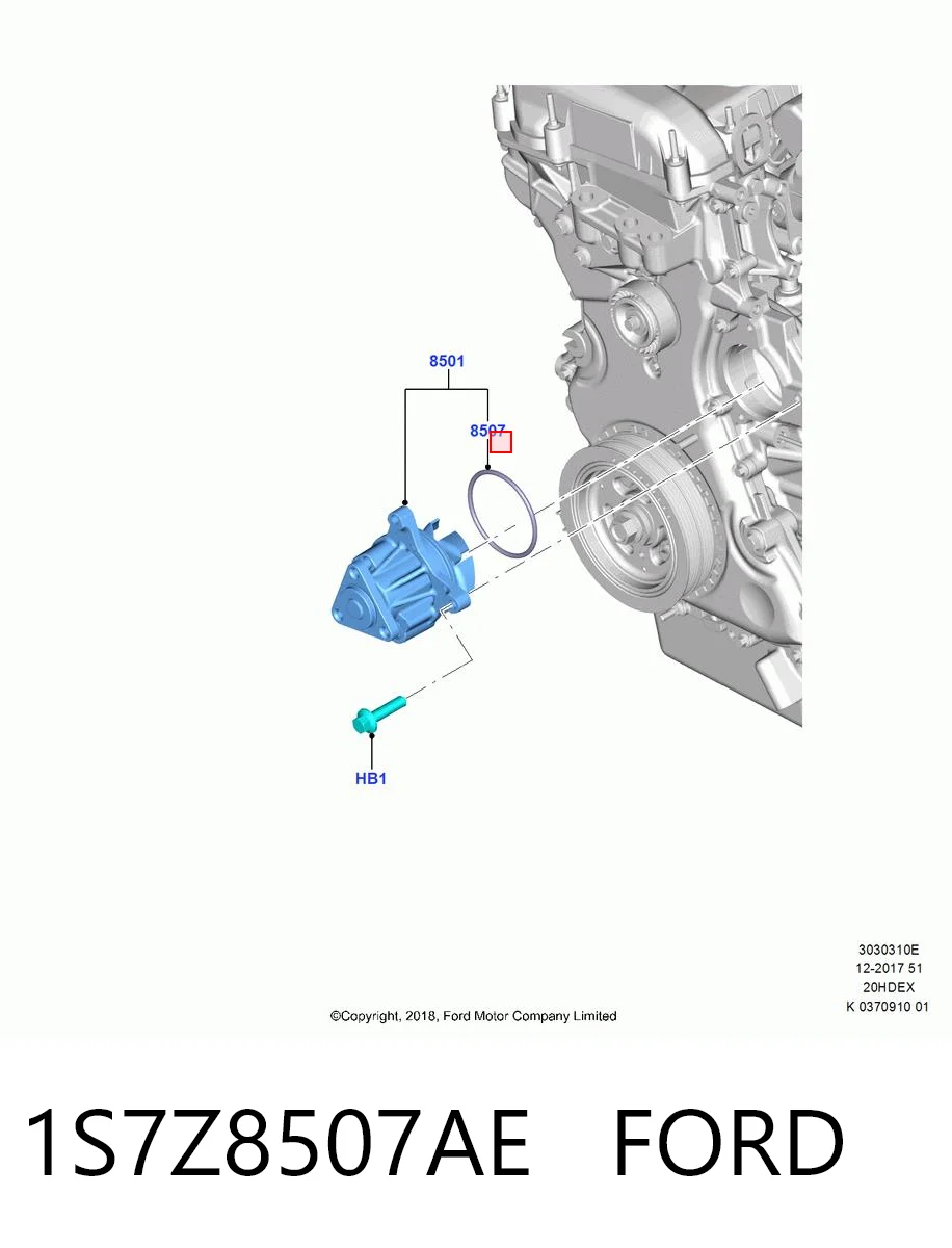 Junta de bomba de agua 1S7Z8507AE FORD