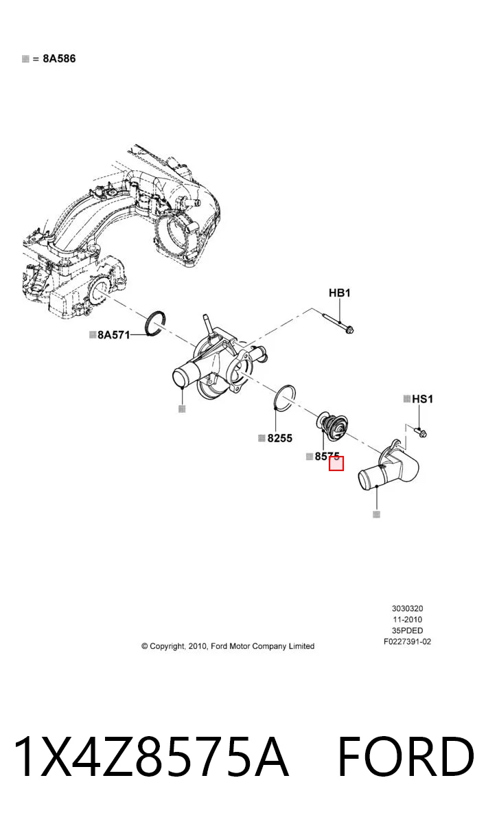 1X4Z8575A Ford Termostato de agua