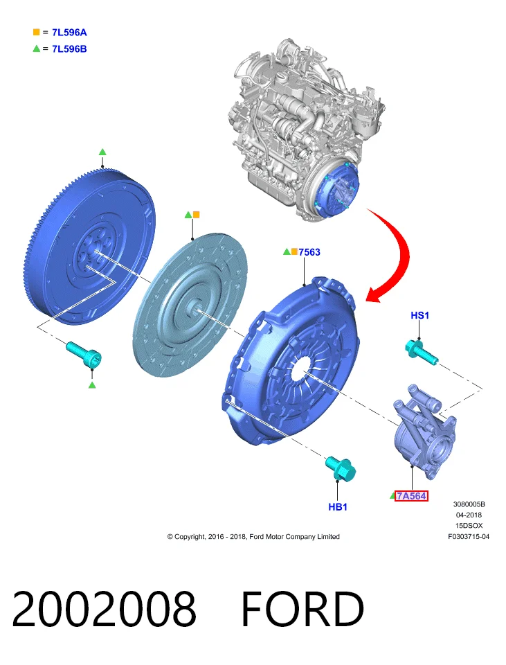 2002008 Ford Desembrague central, embrague (cojinete de desembrague)
