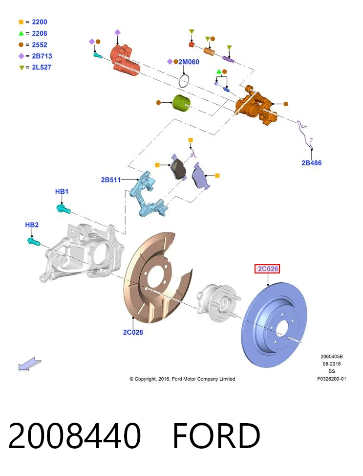 2008440 Ford Freno de disco trasero