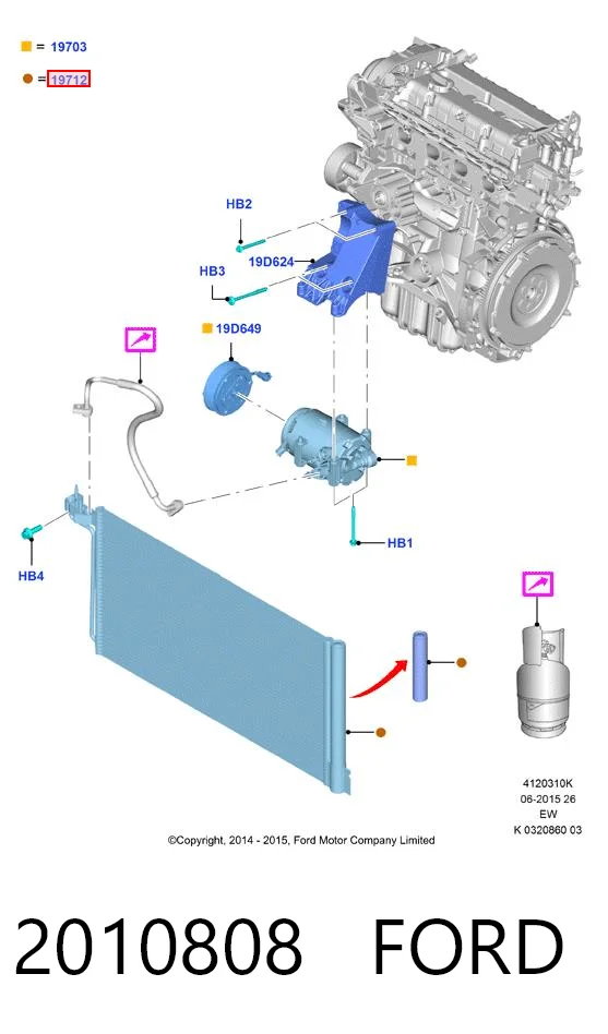 2010808 Ford Radiador de aire acondicionado