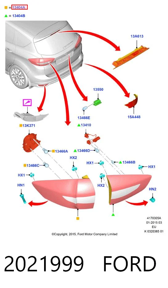 2021999 Ford Piloto trasero exterior derecho