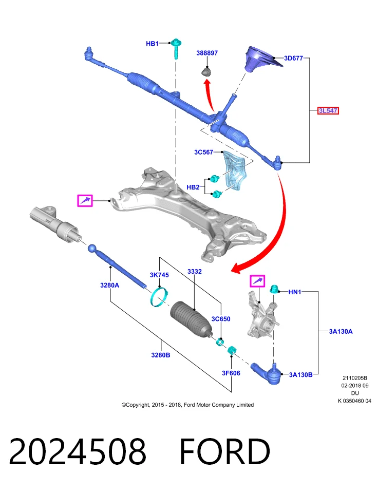Engranaje de dirección Ford Ka hatchback (UK, FK) (2016 - 2026) precio, desde 201,83 EUR
