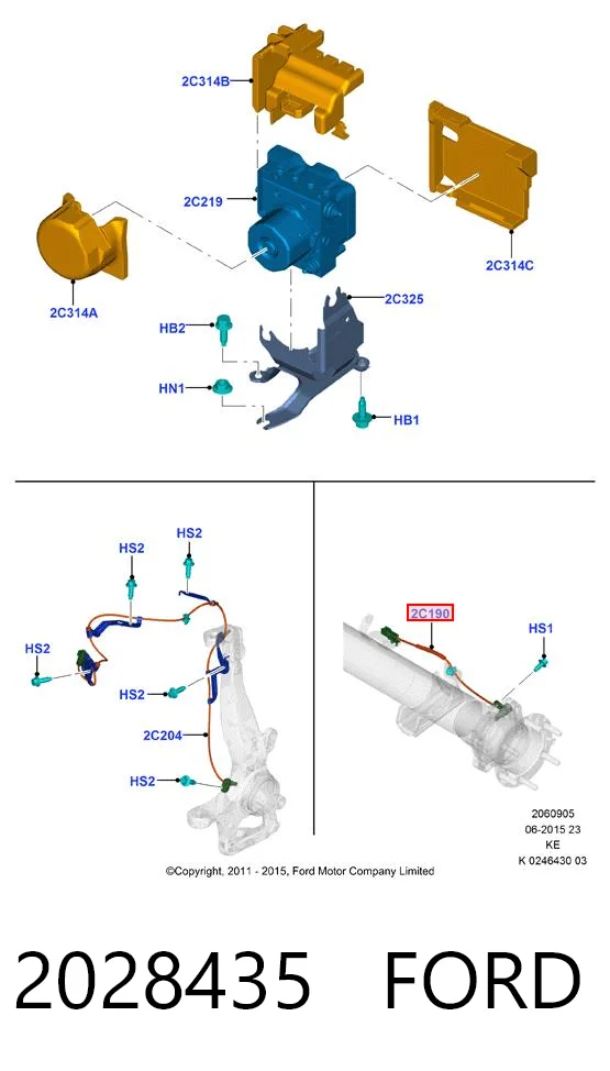 2028435 Ford Sensor ABS, rueda trasera derecha