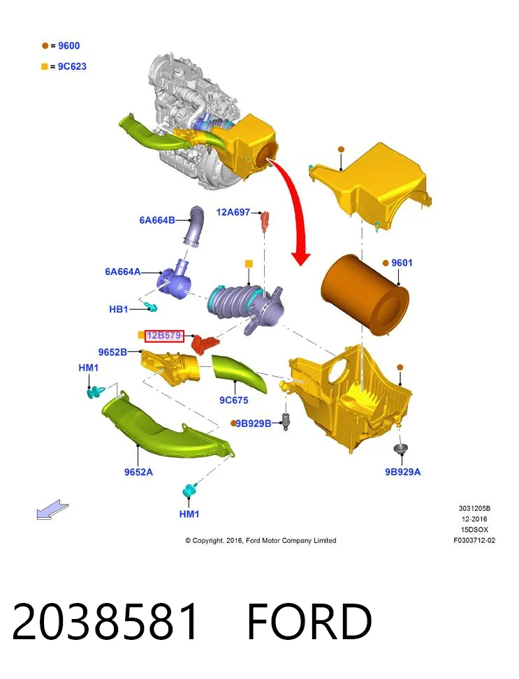 2038581 Ford Sensor de flujo de aire