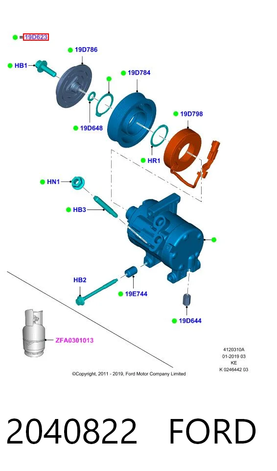 2040822 Ford Compresor climatizador