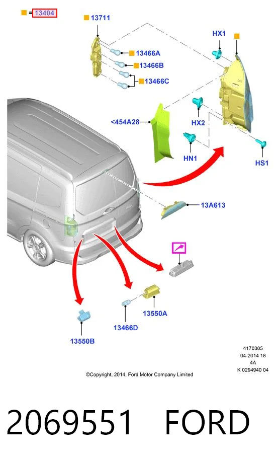 2069551 Ford Piloto trasero derecho