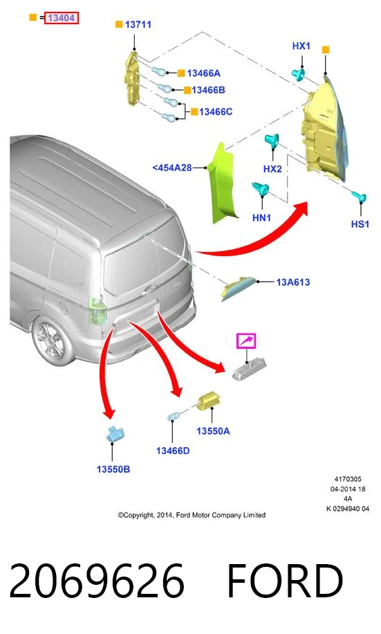2069626 Ford Piloto trasero izquierdo