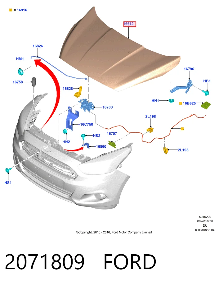 Capó del motor Ford Ka hatchback (UK, FK) (2016 - 2026) precio, desde 138,85 EUR