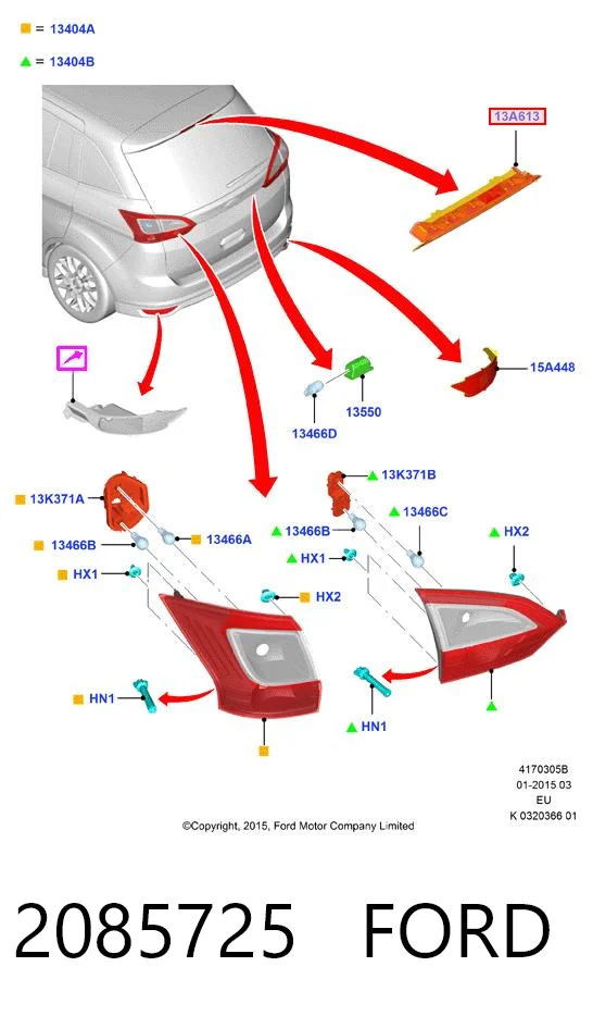 Tercera luz de freno Ford C-Max 