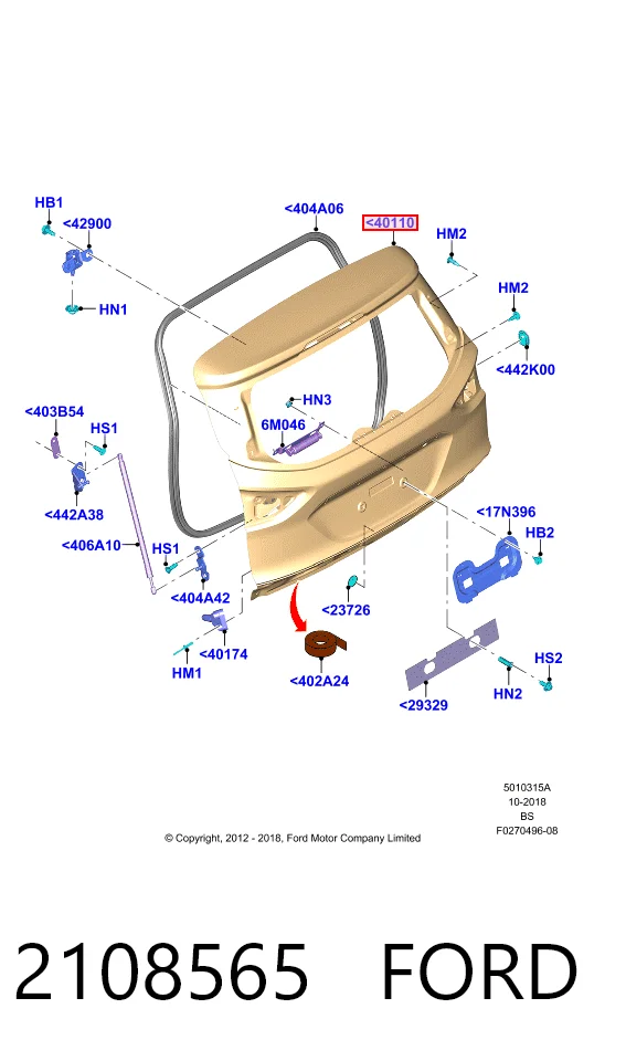 Puerta de maletero Ford Kuga II