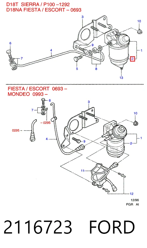 Precio del repuesto Filtro de gasoil Fiesta IV hatchback