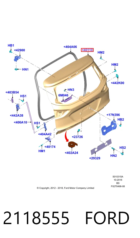 Porton trasero para Ford Kuga II CBS