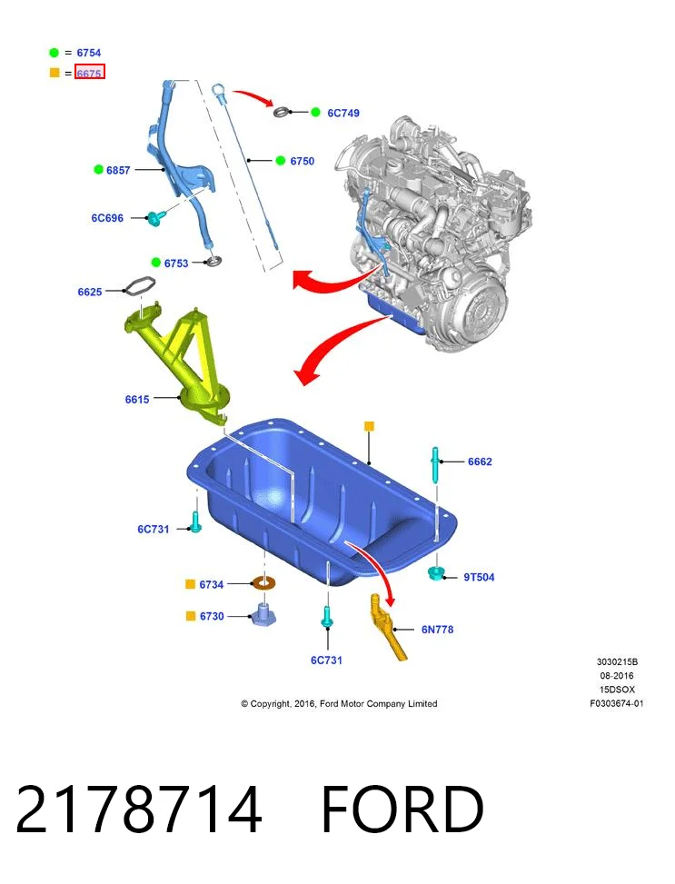 2178714 Ford Cárter de aceite del motor