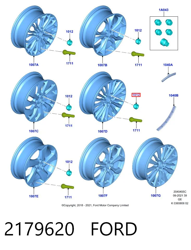 2179620 Ford Perno de rueda