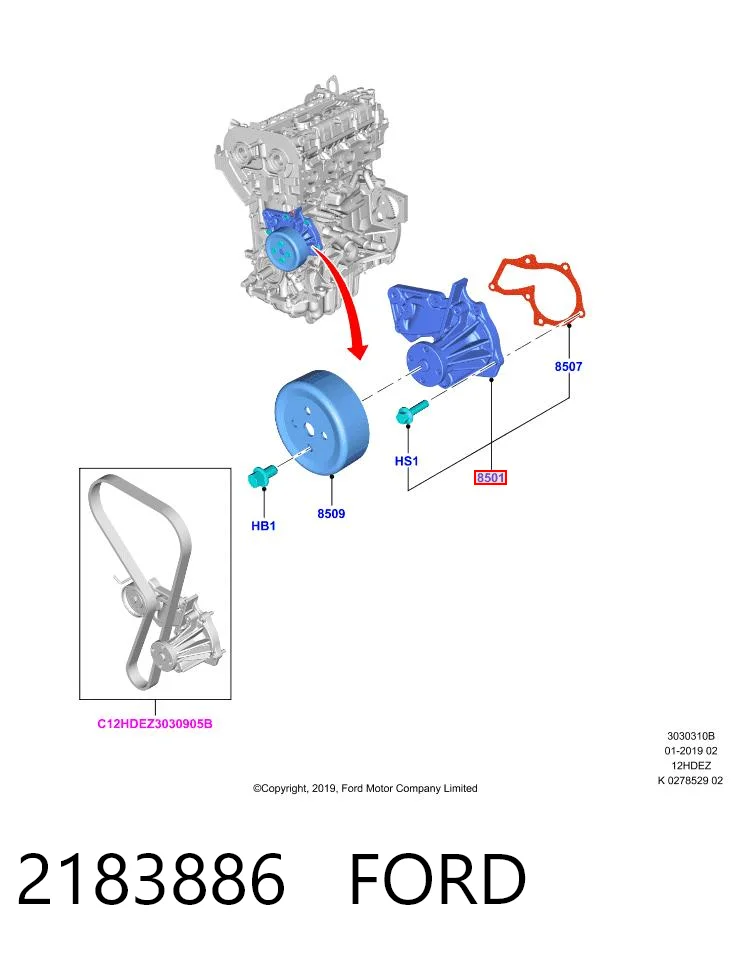 2183886 Ford Bomba refrigerante coche