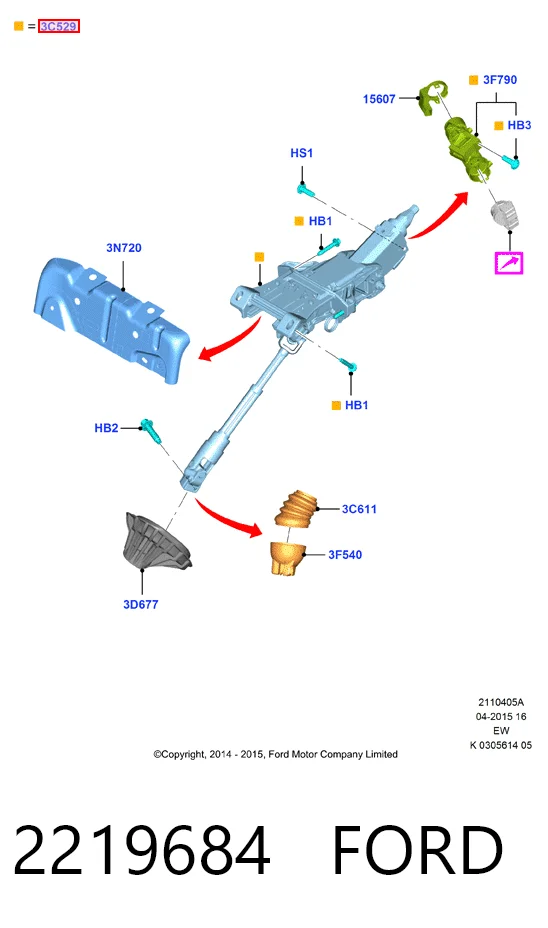 Columna de volante para Ford Focus III CB8