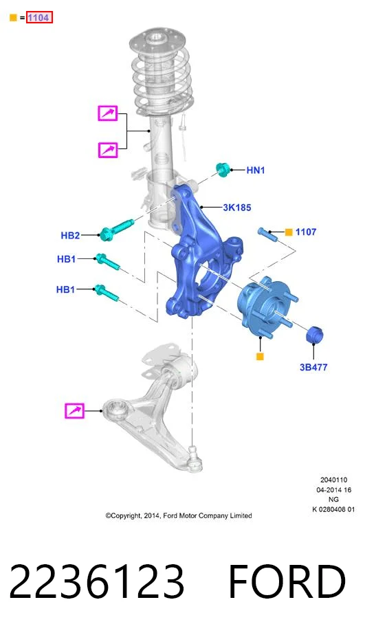 2236123 Ford Cubo delantero