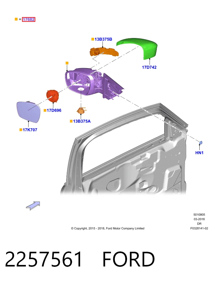 Espejo de retrovisor izquierdo para Ford Galaxy CK