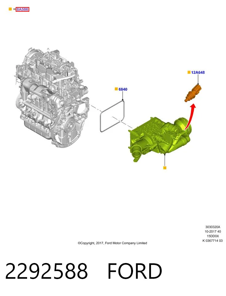 2292588 Ford Caja del termostato