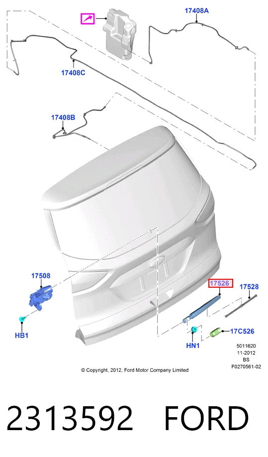 Brazo del limpiaparabrisas trasero 2313592 FORD