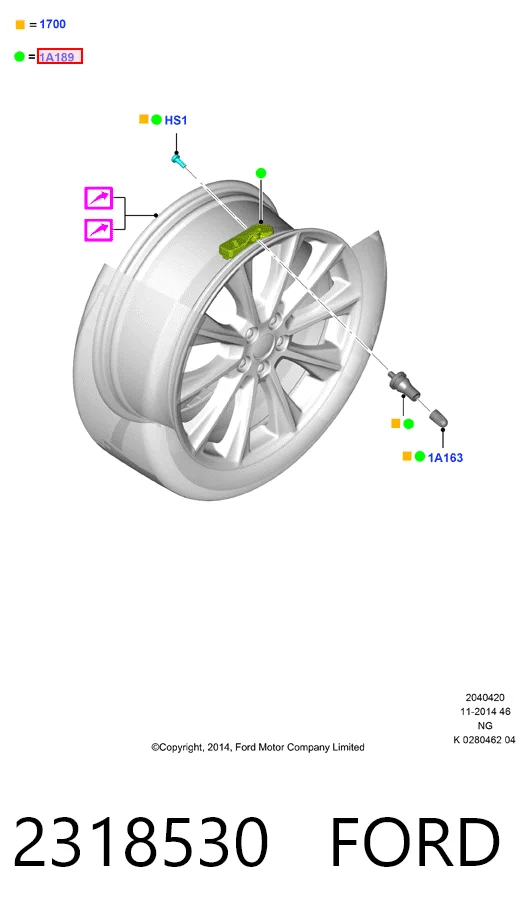 2318530 Ford Sensor de presión de neumáticos (TPMS)