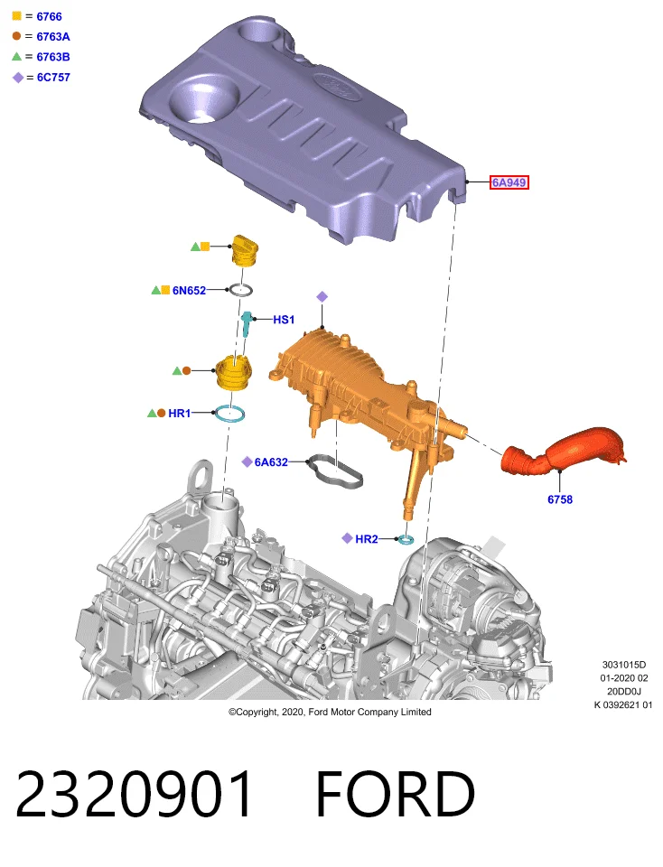 Comprar Cubierta decorativa del motor Ford Kuga III DFK a bajo precio