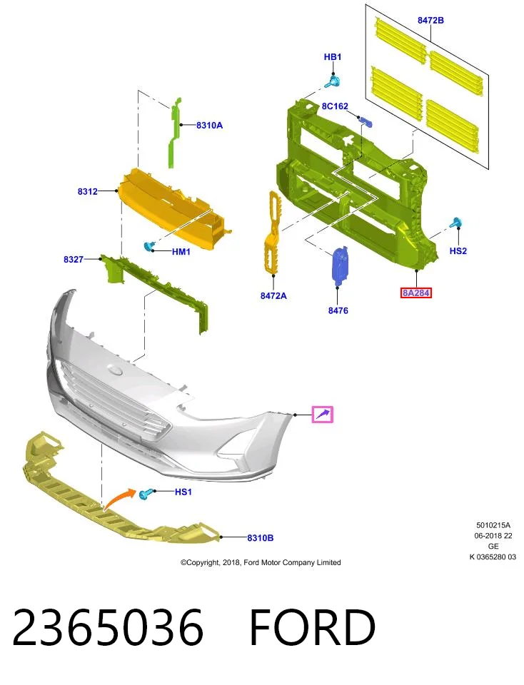 Persiana del radiador 2365036 FORD