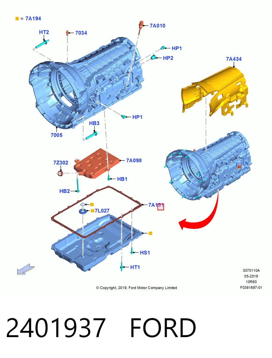 Junta del cárter de aceite de la caja de cambios para Ford Mustang VI ZG