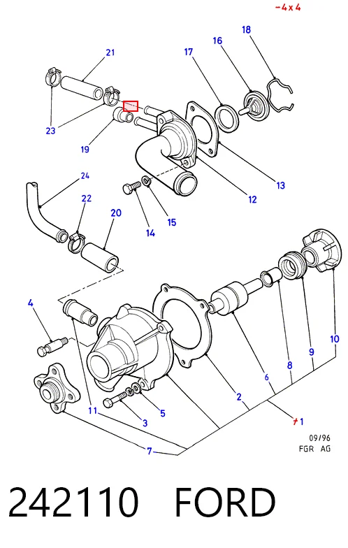  Junta de termostato Ford Transit 3