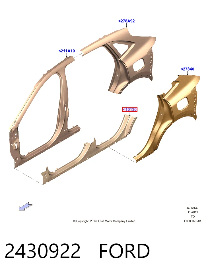 Umbral de puerta, derecha para Ford Kuga DFK
