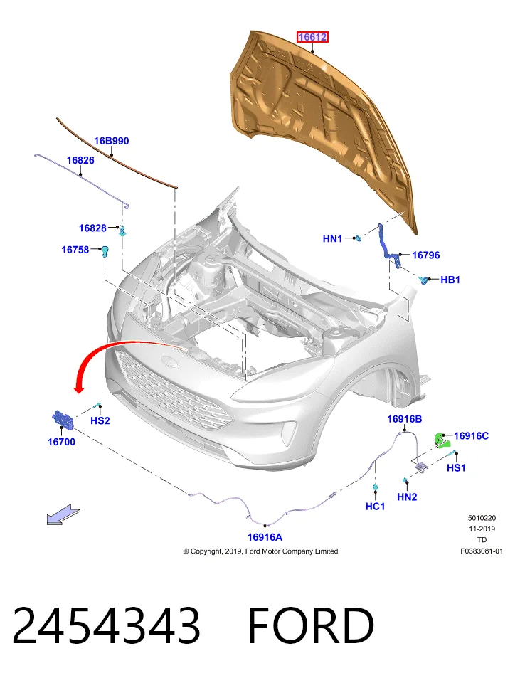 Capó delantero para Ford Kuga III DFK