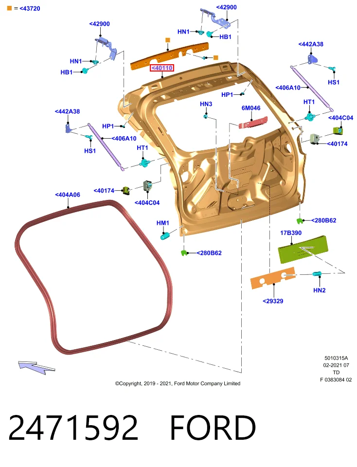 Puerta de maletero para Ford Kuga III (DFK)