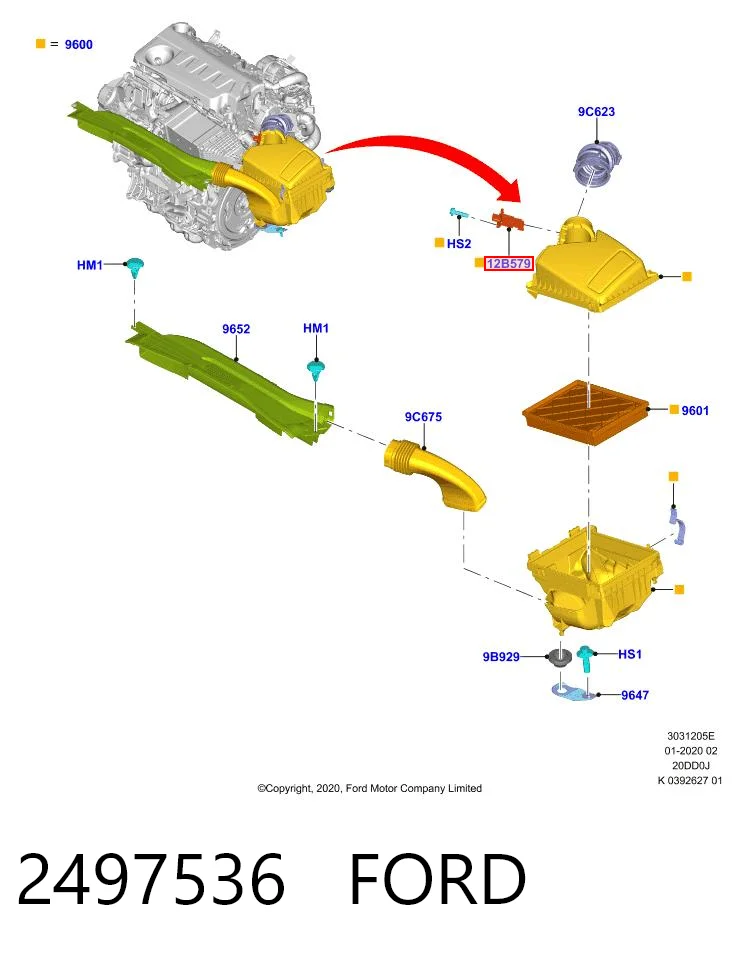 2497536 Ford Sensor de flujo de aire