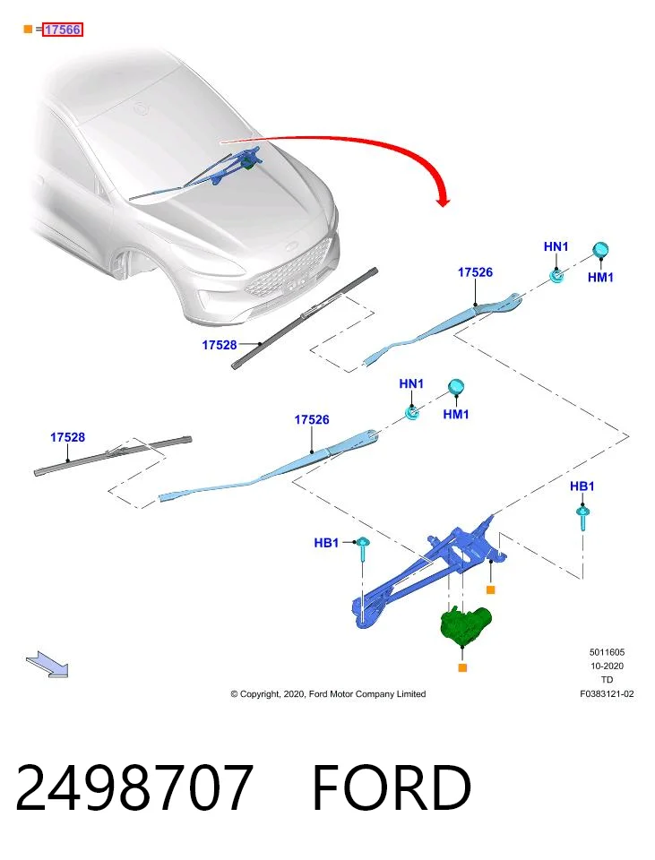 Varillaje de limpiaparabrisas para Ford Kuga III DFK