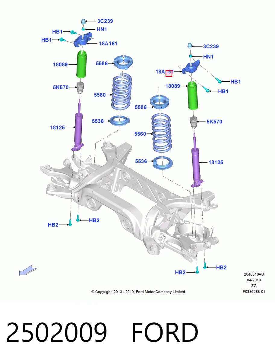 2502009 Ford Soporte amortiguador trasero