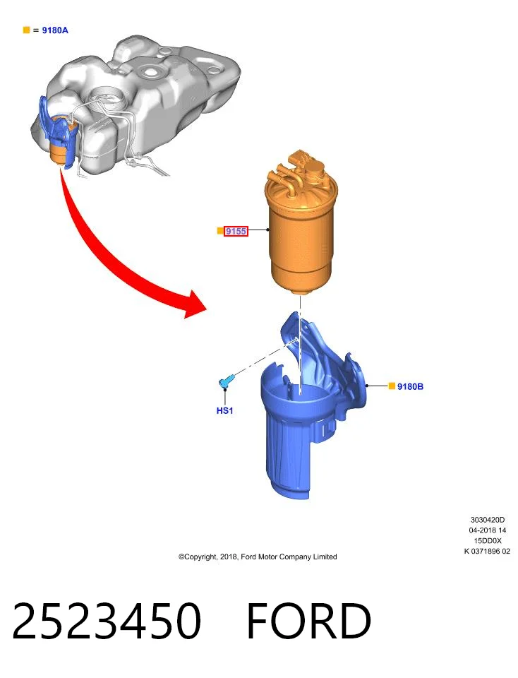 2523450 Ford Filtro de gasolina