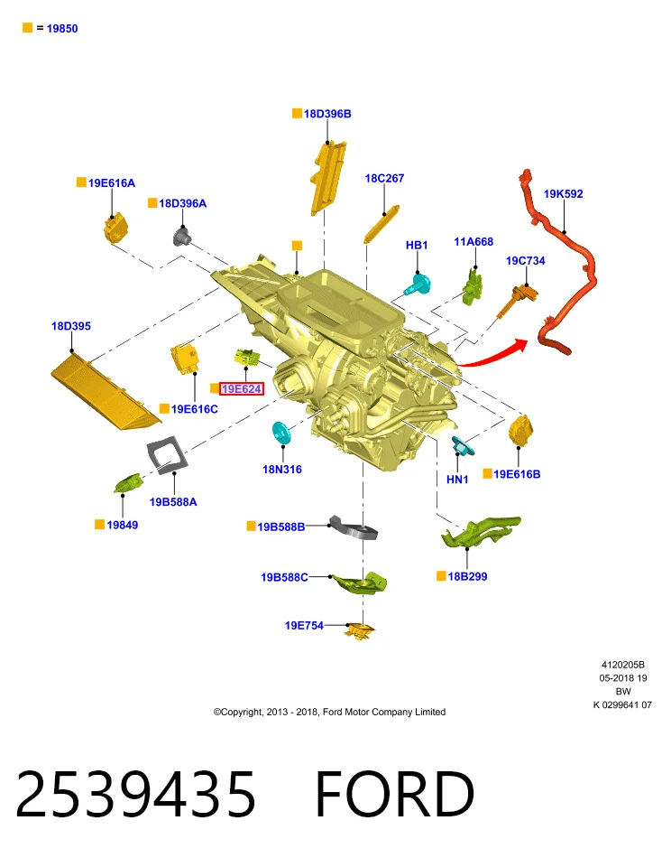 2539435 Ford Resistencia de calefacción