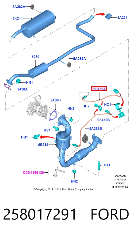 258017291 Ford Sensor de oxígeno previo al catalizador