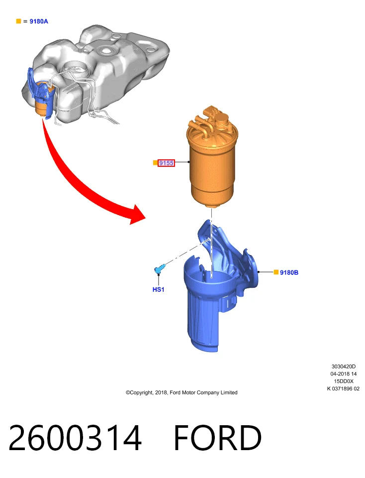2600314 Ford Filtro de gasolina