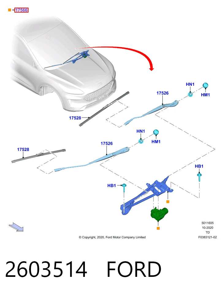 Trapezio del limpiaparabrisas Ford Kuga III SUV (DFK) (2019 - 2026) precio, desde 107,45 EUR
