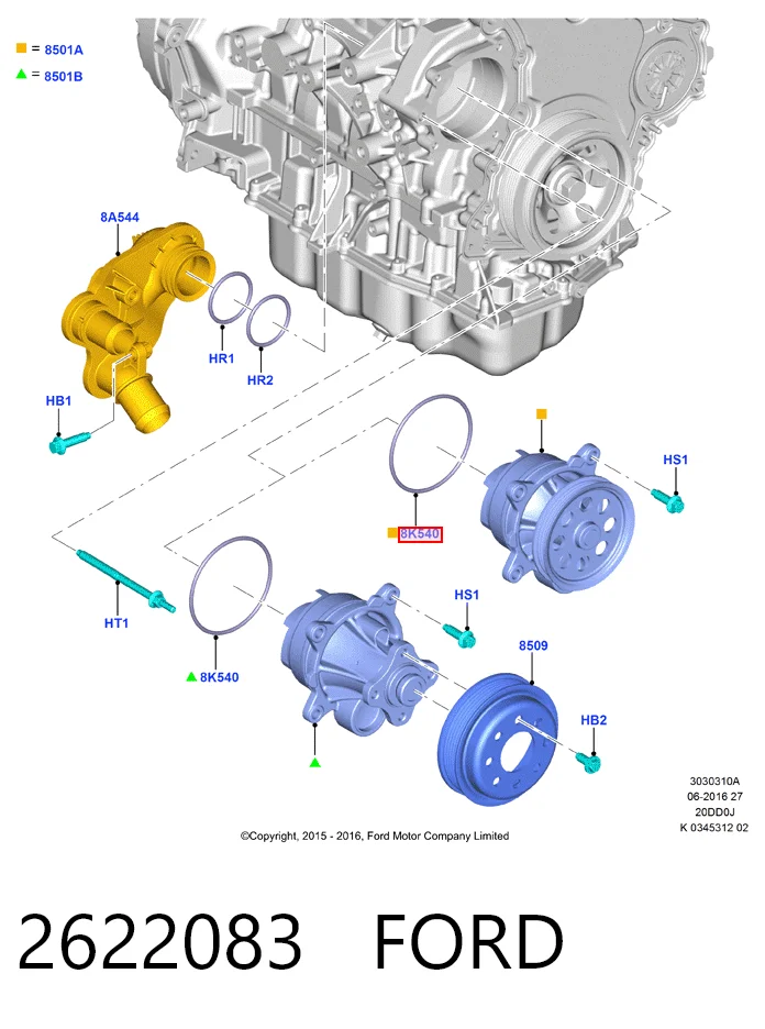 2622083 Ford Junta de bomba de agua