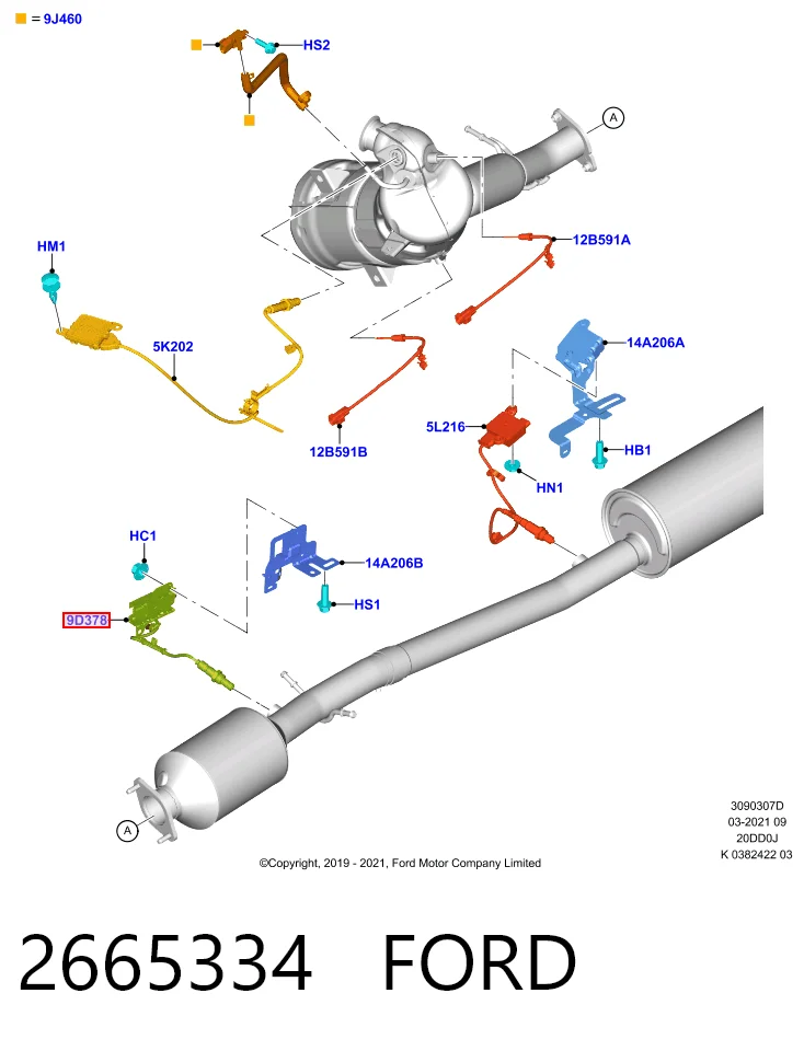 2665334 Ford Sensor de óxidos de nitrógeno NOx trasero