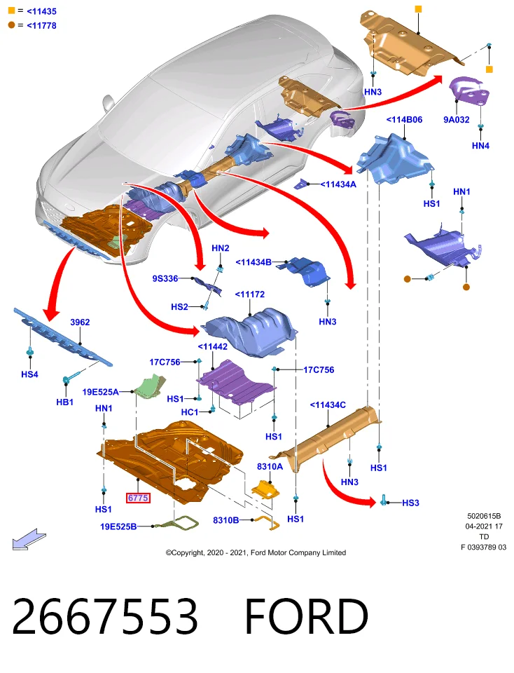 Protector antiempotramiento del motor  Ford Kuga III (DFK)