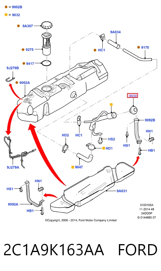 2C1A9K163AA Ford Tapa tanque combustible